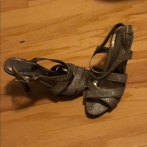 silver sparkly heels